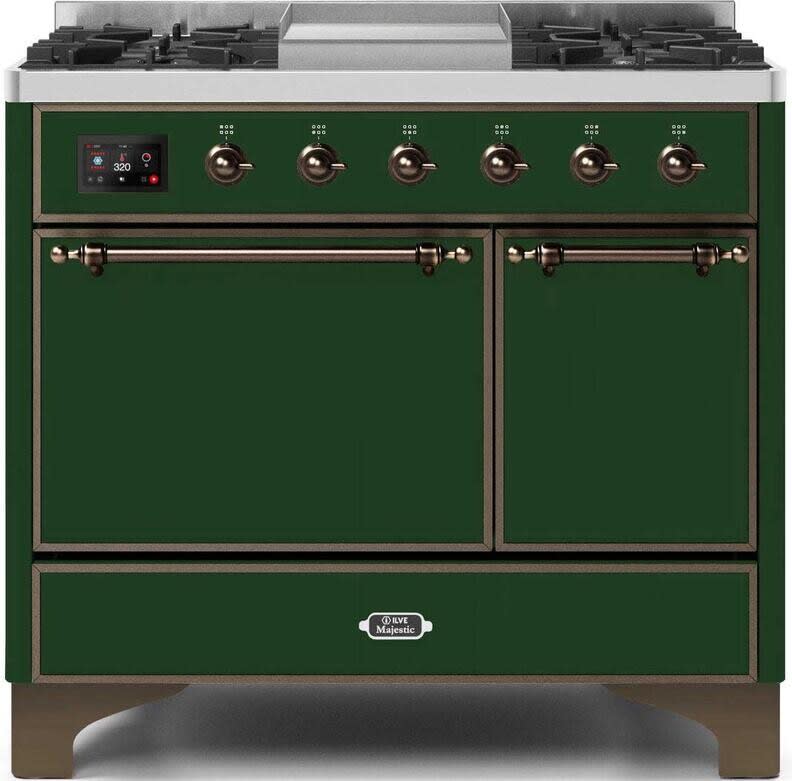 Ilve UMD10FDQNS3EGB 40 Inch Freestanding Dual Fuel Range with 6 Sealed