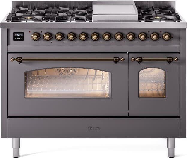 Ilve UP48FNMPMGBLP 48 Inch Freestanding Dual Fuel Range with 8