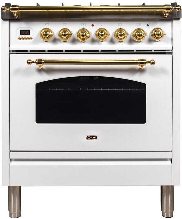 Ilve UPN76DMPBLP 30 Inch Freestanding Dual Fuel Range with 5 Sealed Burners, 2.7 cu. ft. Oven