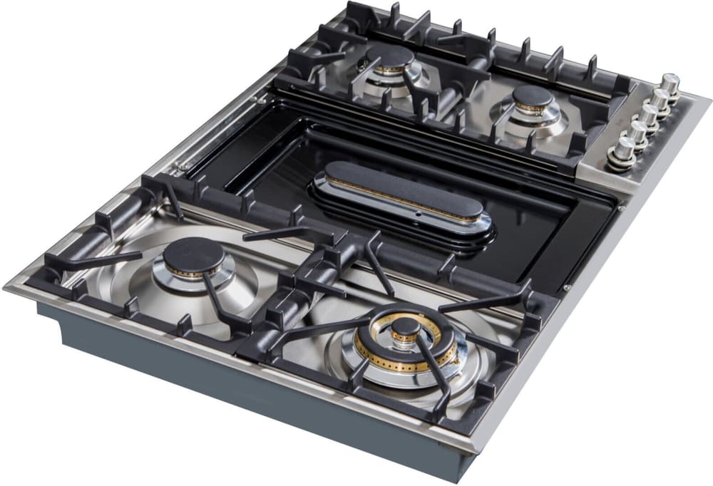 Ilve UXLP90FI 36 Inch BuiltIn Gas Cooktop with 5 Brass Burners