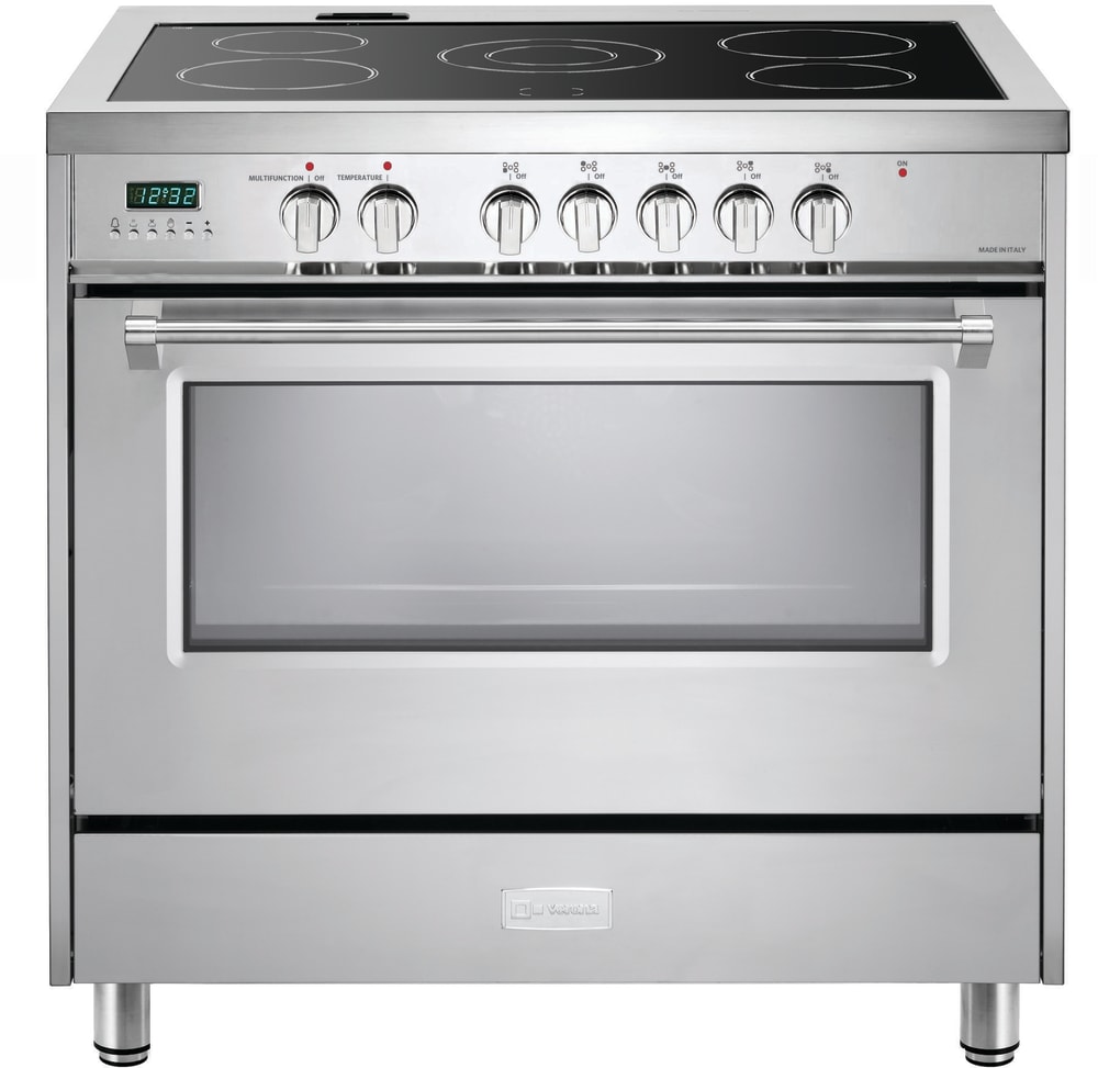 Verona VDFSEE365SS 36 Inch Freestanding Electric Range with 5 Element Burners, 5 Cu. Ft. Oven Capacity, Storage Drawer, Manual Clean, Soft Close Oven Door, Dual Convection Fans, Flush Backguard, and Color Matched Control Panel: Stainless Steel