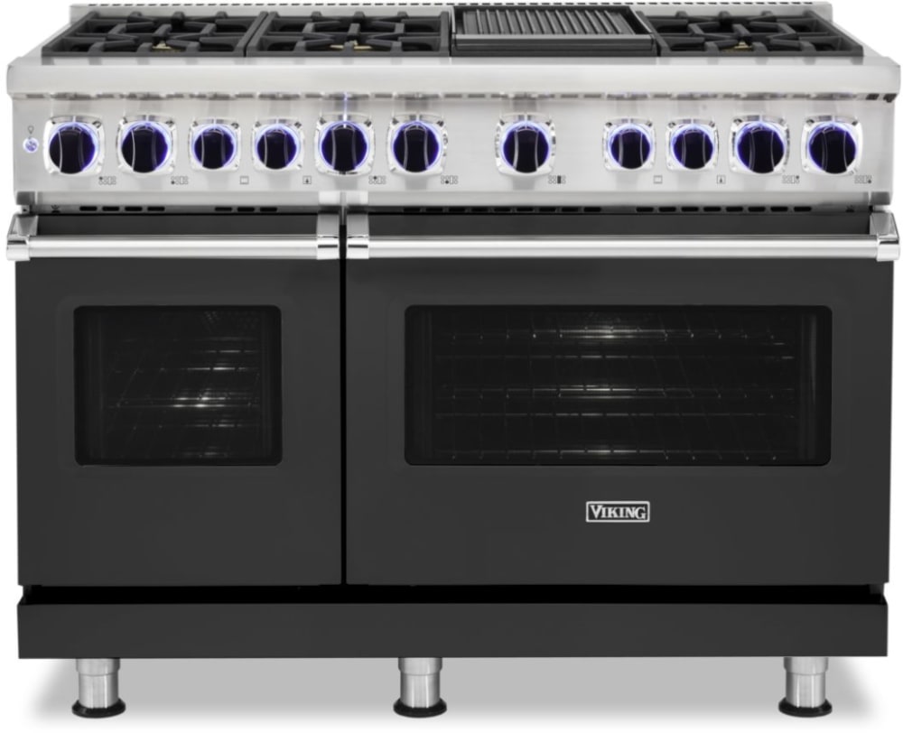 Viking VDR74826GCS 48 Inch Freestanding Dual Fuel Range with 6 Sealed Burners Double Oven 7.3 Cu. Ft. Total Capacity Continuous Grates Self Clean CoolLit LED Lights Rapid Ready Preheat Elevation Burne...