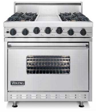Viking VDSC3676B 36 Inch Pro-Style Dual-Fuel Range with 6 VSH Pro
