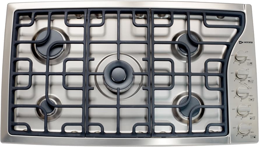 Verona VECTGMS365SS 36 Inch Gas Cooktop with 5 Sealed Burners, Side