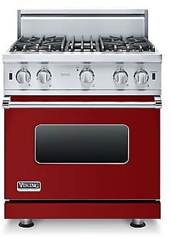 Viking VIRERARH1 3 Piece Kitchen Appliances Package with Side-by-Side  Refrigerator and Gas Range in Red