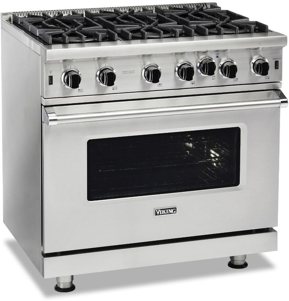 VGIC53626BSS Viking Professional 5 Series 36 Gas Range with VariSimmer  Setting and 6 Open Burners - Natural
