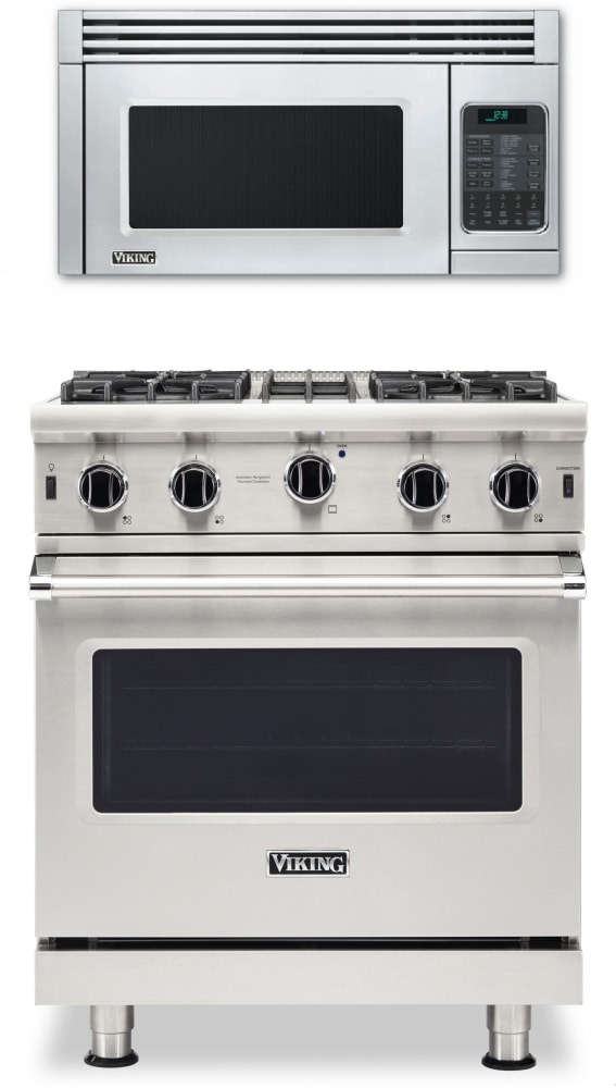 Viking VIRAMW210 2 Piece Kitchen Appliances Package with Gas Range and Microwave in Stainless Steel