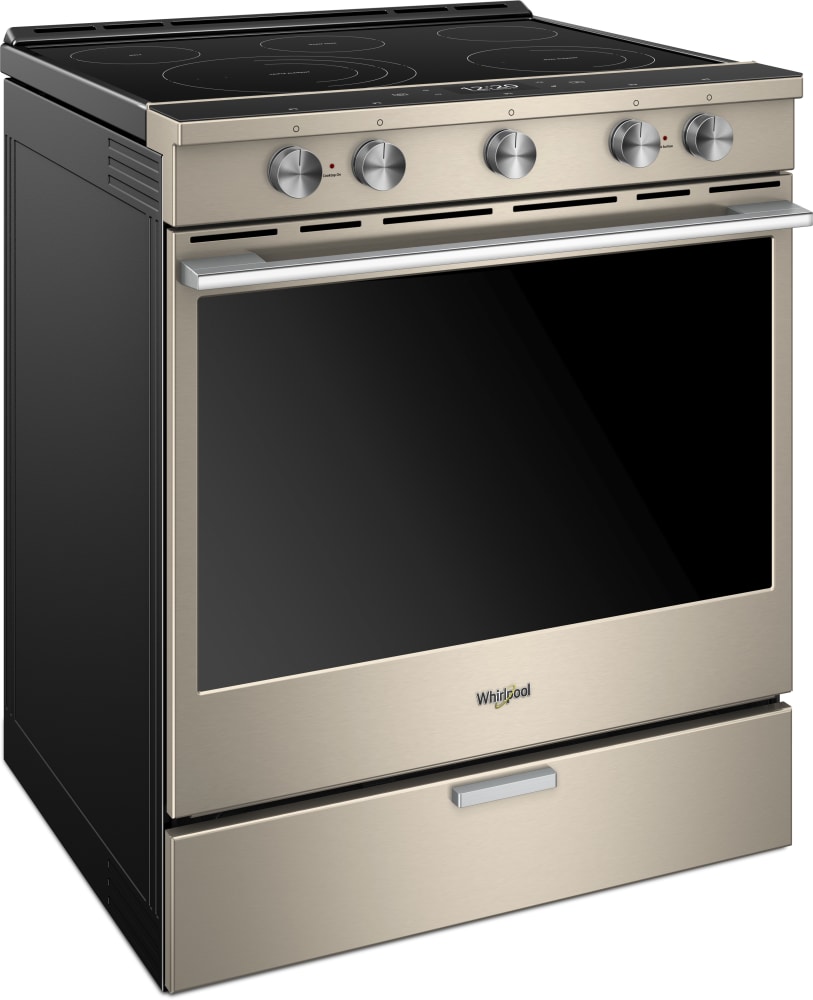 Whirlpool WEEA25H0HN 30 Inch Slide In Electric Range with 5 Radiant Elements 6.4 cu. ft. True Convection Capacity Frozen Bake Technology FlexHeat AquaLift Self Cleaning Scan to Cook Voice Control Wi F...