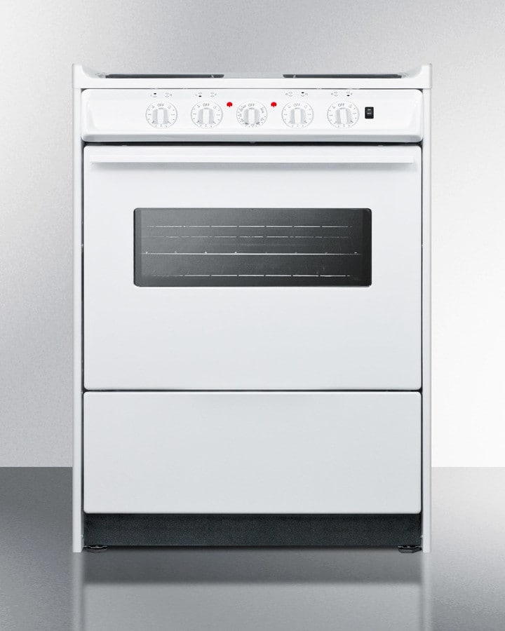 Summit WEM610RW 24 Inch SlideIn Electric Range with Oven Window, Four