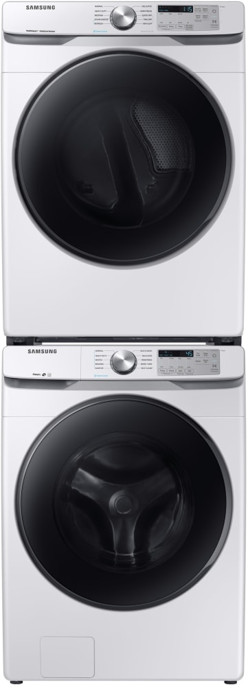 Samsung Wf45r6100aw 27 Inch Front Load Washer With 4 5 Cu Ft Capacity 10 Wash Cycles Sanitize Cycle 1 200 Rpm Steam Quick Wash Vrt Plus Technology Smart Care Self Clean And Energy Star Certification White