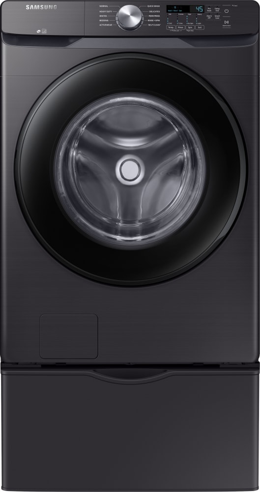 Samsung SAWADREV6002 Stacked Washer Dryer Set with Front Load Washer and Electric Dryer in Black