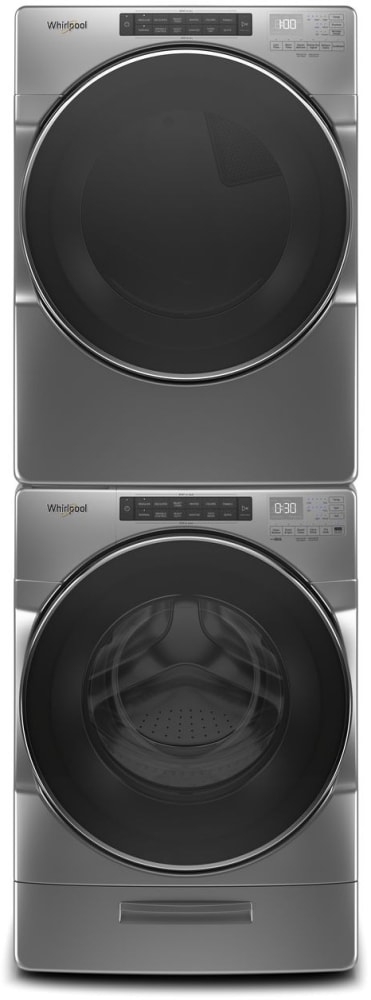 Whirlpool WPWADREC66203 Stacked Washer & Dryer Set with Front Load Washer and Electric Dryer in Chrome Shadow