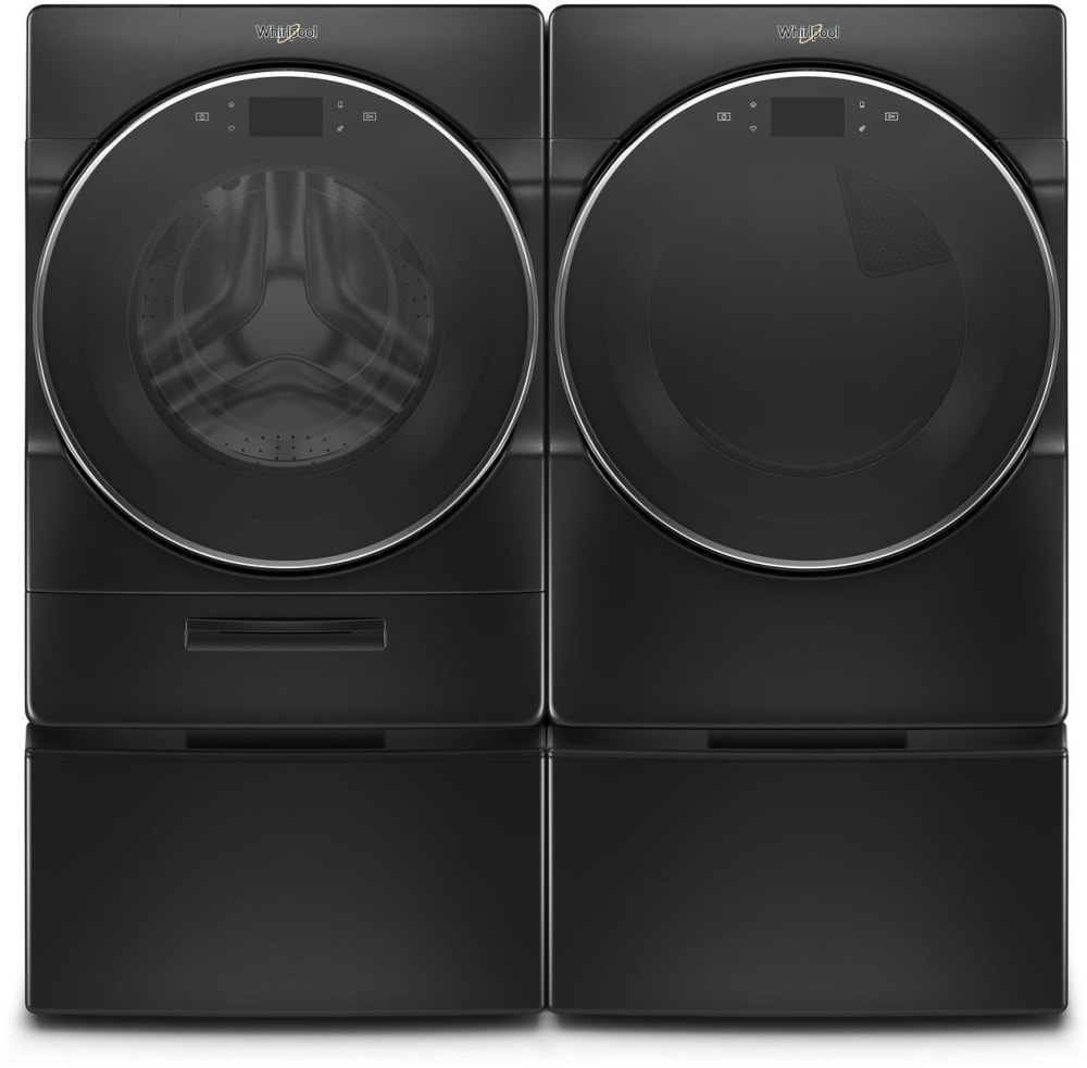 Whirlpool WPWADRGBK96202 Side-by-Side on Pedestals Washer & Dryer Set with Front Load Washer and Gas Dryer in Black