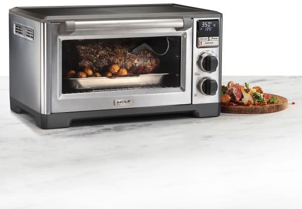 Wolf Gourmet WGCO110S 1.1 cu. ft. Countertop Oven with 6 Cooking Modes, 5  Heating Elements, Easy-Glide Rack, Stainless Non-Stick Interior and  Integrated Temperature Probe