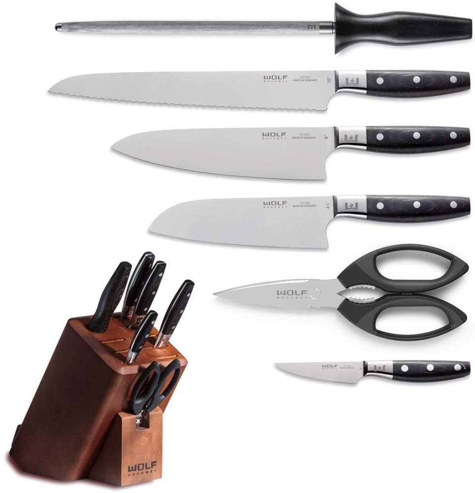Gourmet Traditions 10-Piece Kitchen Knife Set w/ 13x18 Cutting