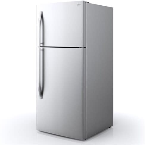 Midea WHD663FWESS1 30 Inch Top Mount Refrigerator with 18 Cu. Ft. Capacity, Adjustable Glass Shelves, Electronic Temperature Controls, Adjustable Door Bins, Crisper Drawers, and Energy Star Rated: Stainless