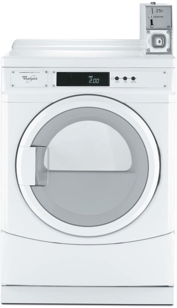 Whirlpool Cgd8990xw 27 Inch Commercial Gas Dryer With 230 Cfm 1 3 Hp Motor Push Button Controls Large Lint Screen Reversible Door And Ada Compliant Accepts Coins And Cards