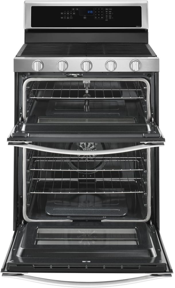 Whirlpool WGG745S0FS 30 Inch Freestanding Gas Range with 5 Sealed Burners, Dual Ovens, 6 cu. ft. Total Capacity, EZ-2-Lift™ Hinged Continuous Grates, SteamClean, SpeedHeat™ Burner, Frozen Bake Technology, True Convection, Temperature Sensor, Sabbath Mode and ADA Compliant: Stainless Steel