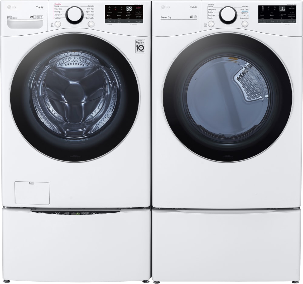 LG LGWADREW36002 Side-by-Side on SideKick Pedestals Washer & Dryer Set with Front Load Washer and Electric Dryer in White