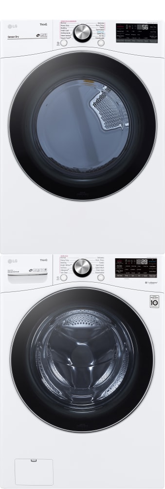 LG LGWADRGW42004 Stacked Washer Dryer Set with Front Load Washer and Gas Dryer in White