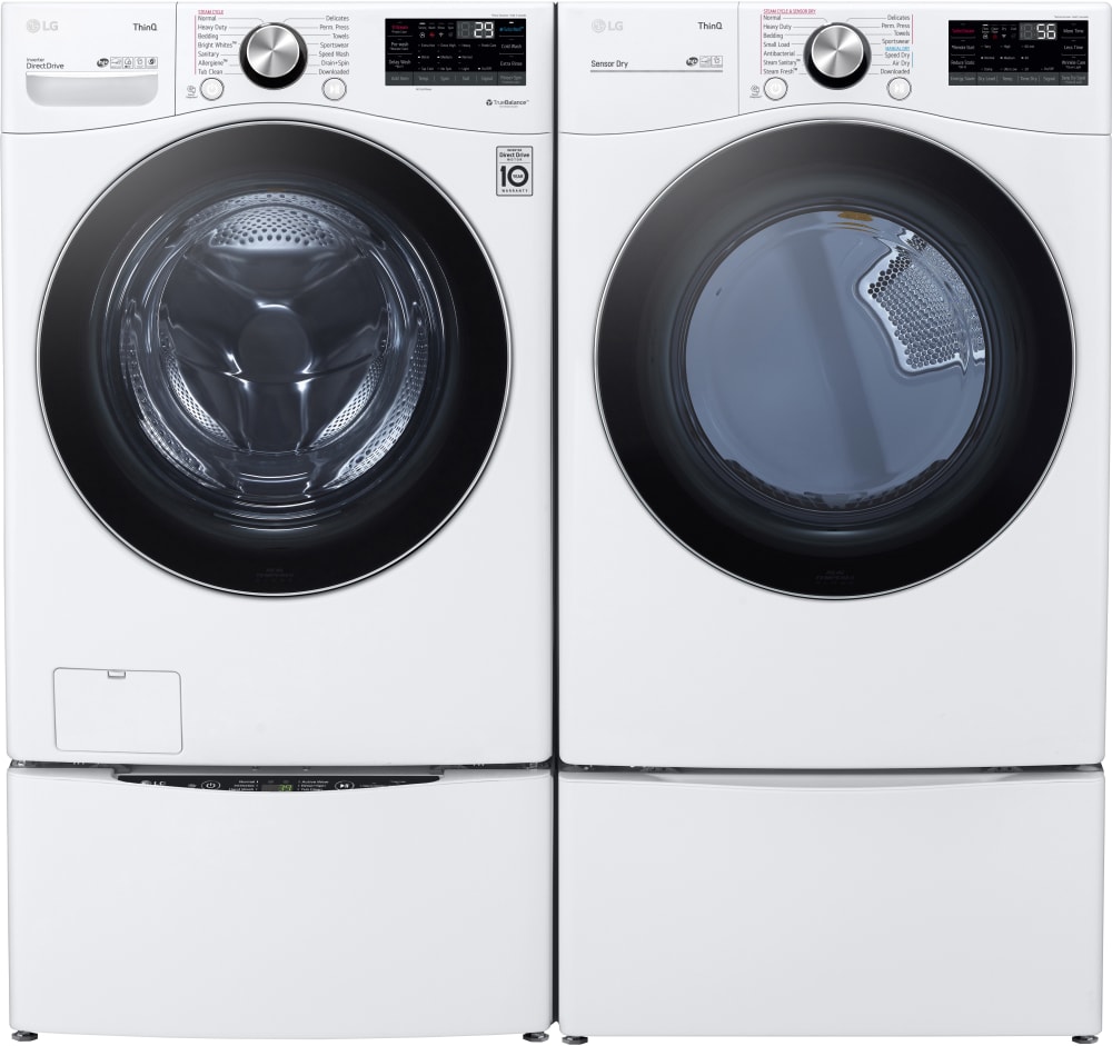 LG LGWADRGW42002 Side-by-Side on SideKick Pedestals Washer & Dryer Set with Front Load Washer and Gas Dryer in White