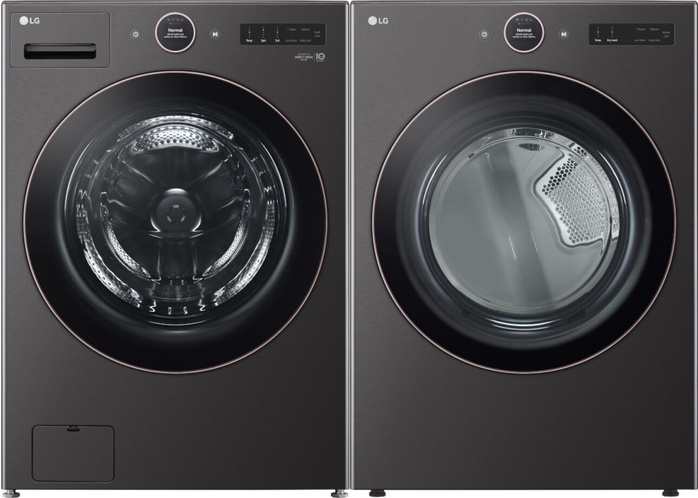 LG LGWADRGB6500 Side by Side Washer Dryer Set with Front Load Washer and Gas Dryer in Black Steel