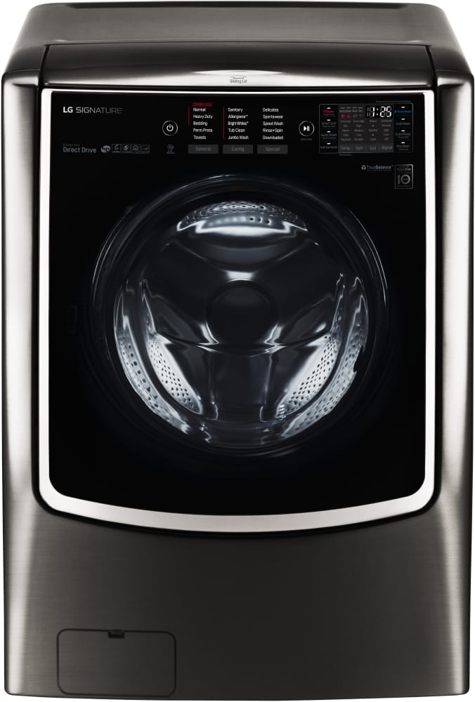 LG LGWADREBS96 Side-by-Side Washer & Dryer Set with Front Load Washer and Electric Dryer in Black Stainless Steel