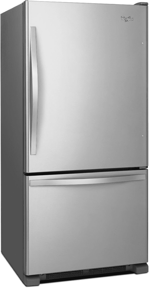 Whirlpool Wrb322dmbm 33 Inch Bottom Freezer Refrigerator With Freshflow Preserver Accu Chill System Adaptive Defrost Spillguard Glass Shelves Humidity Controlled Crispers Led Lighting Ice Maker And Energy Star Rated Stainless Steel