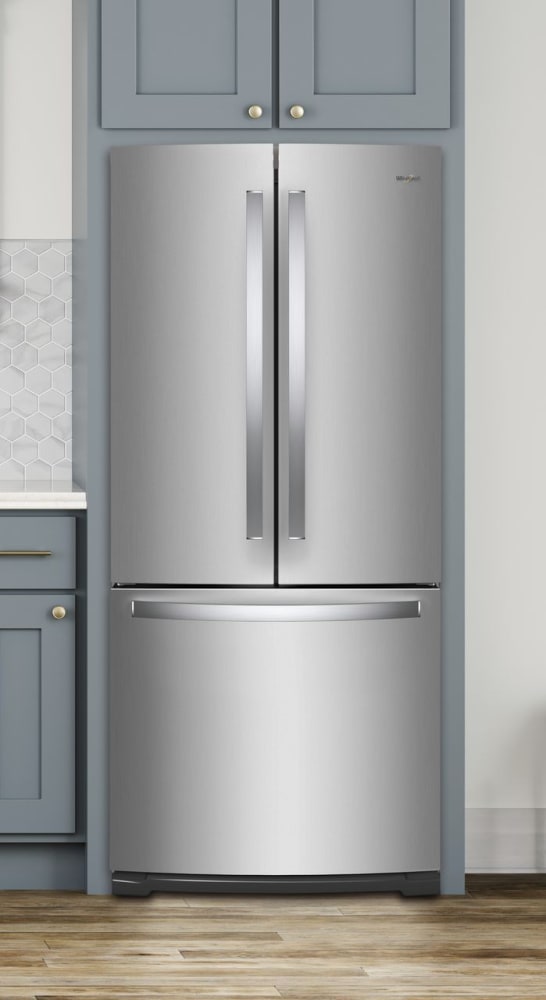 Whirlpool Wrf560smhz 30 Inch French Door Refrigerator With Humidity Whirlpool Wrf560smhz Lifestyle View In Fingerprint Resistant Stainless Steel