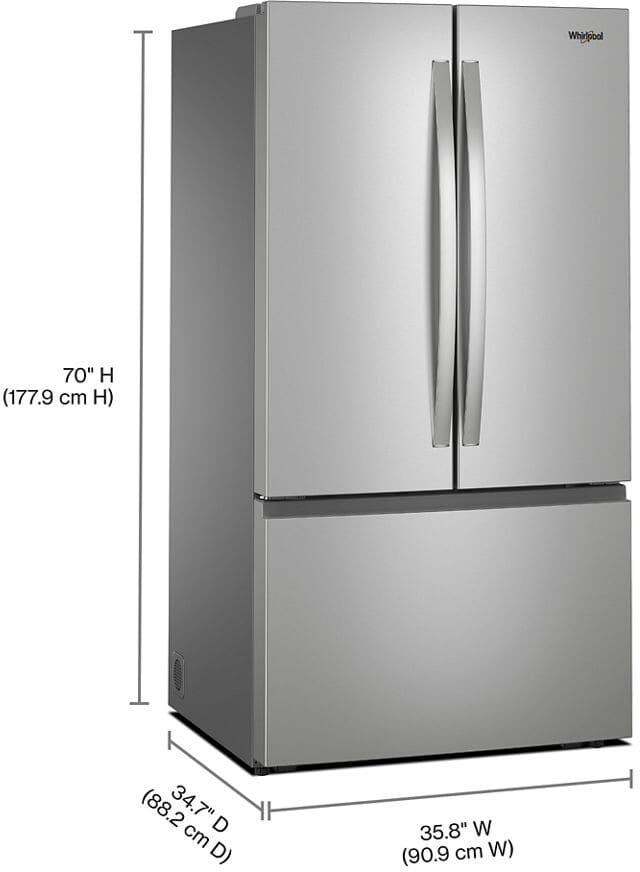 Whirlpool WRFF3136SZ 36 Inch Freestanding French Door Refrigerator