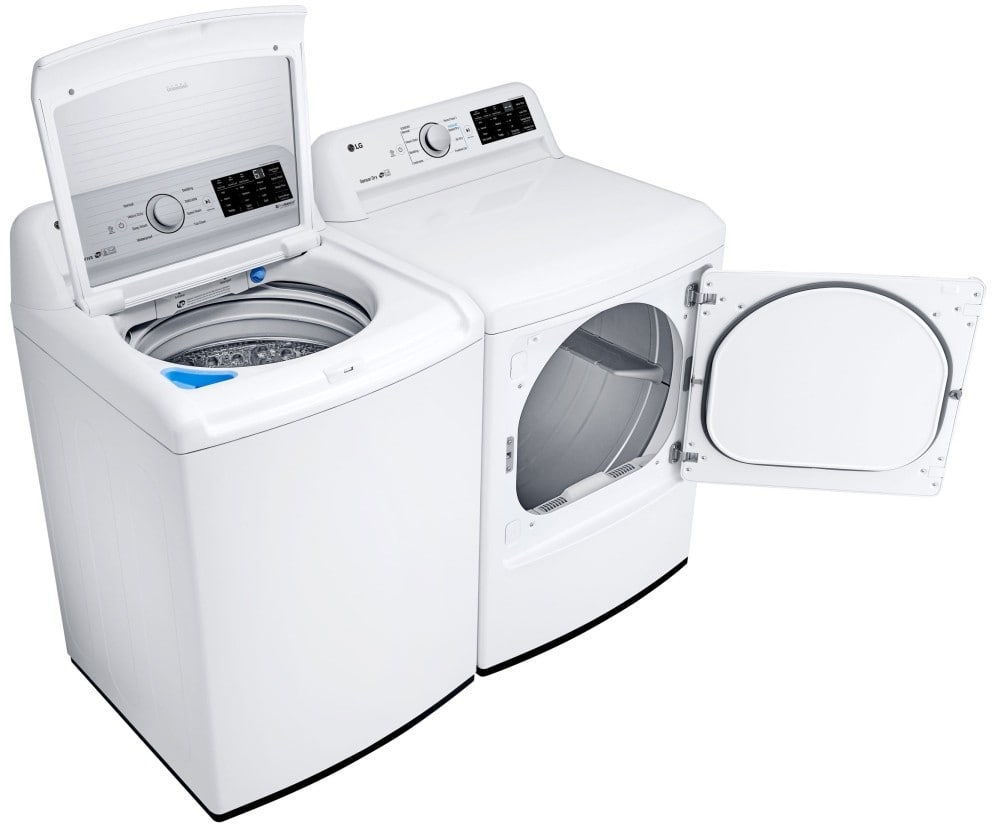 LG LGWADRGW7100 SidebySide Washer & Dryer Set with Top Load Washer and Gas Dryer in White