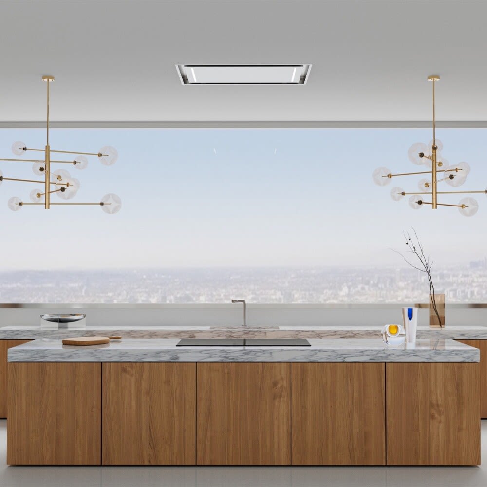 XO XOCEILING36S Ceiling Mount Island Range Hood with 600 CFM Internal Blower, 4 Fan Speed