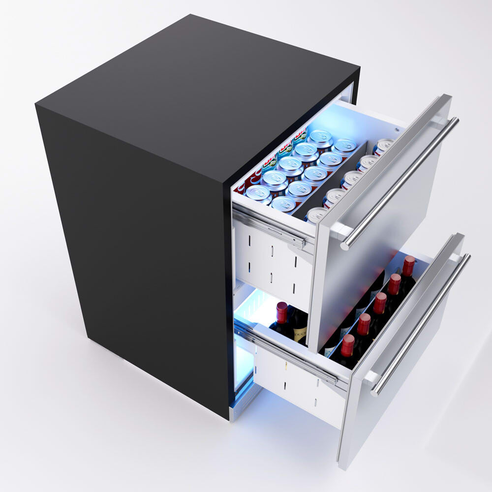 XO XOU24RDS 24 Inch BuiltIn UnderCounter Beverage Refrigerator