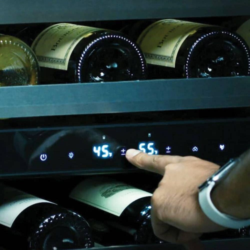 XO XOU24WDZGBL 24 Inch Dual Zone Wine Cooler with 46 Bottle Capacity