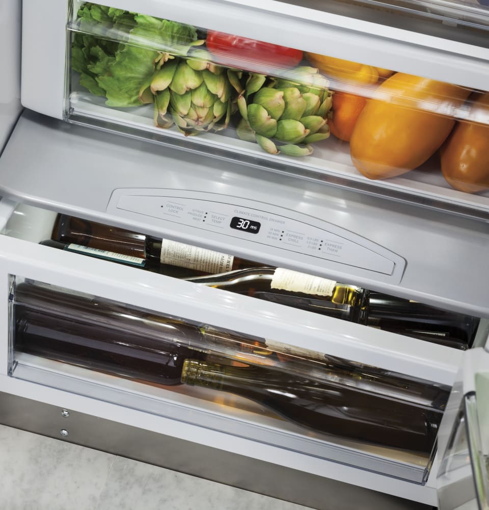 Monogram Zis420nk 42 Inch Built In Side By Refrigerator With Monogram Zis420nk The Climate Control Drawer Allows You To Express Chill Beverages