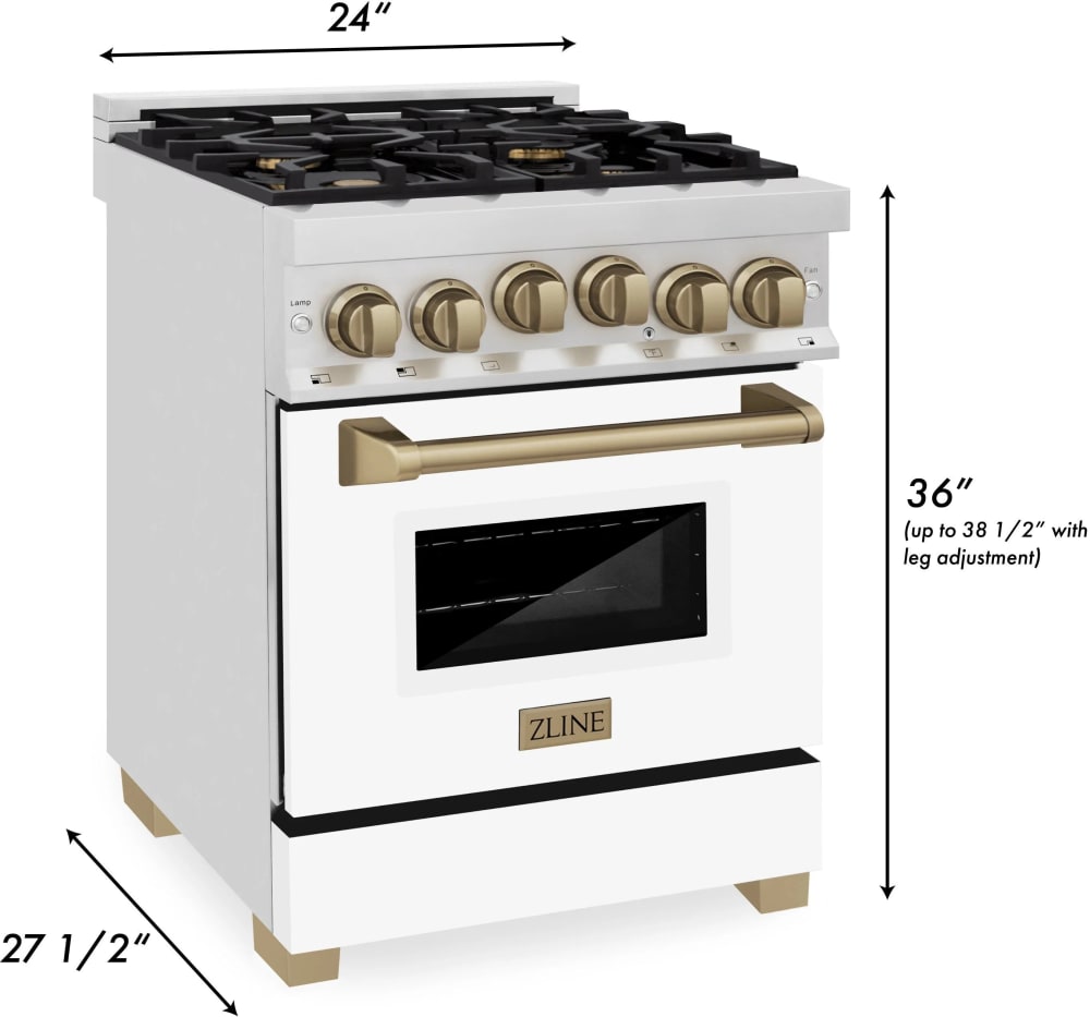 ZLINE RGZWM24CB 24 Inch Freestanding Gas Range with 4 Italian Burners, 2.8 Cu. Ft. Oven Capacity