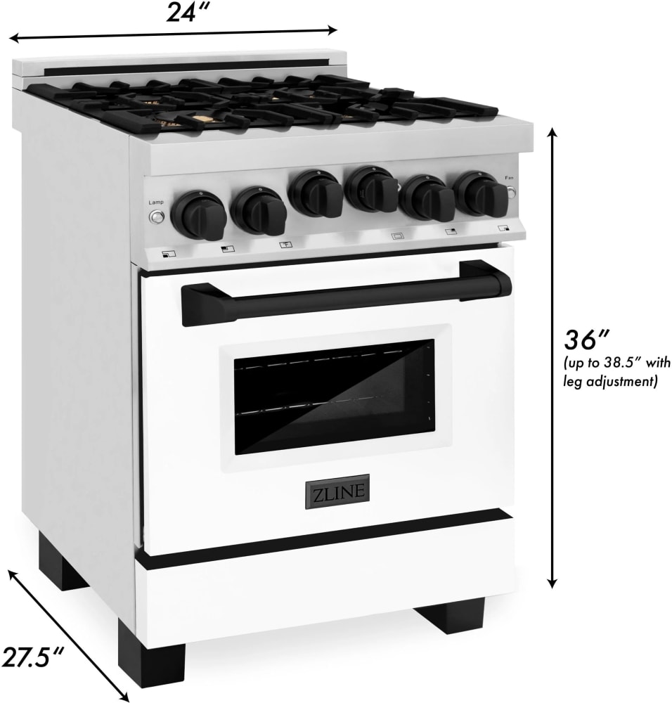 ZLINE RGZWM24MB 24 Inch Freestanding Gas Range with 4 Italian Burners, 2.8 Cu. Ft. Oven Capacity