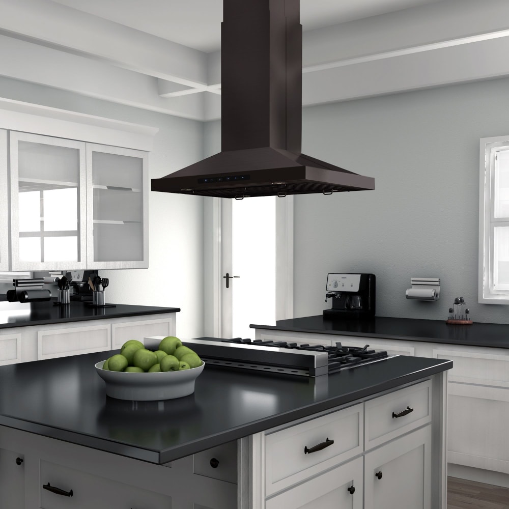 ZLINE BSGL2IN30 Island Mount Range Hood with 4Speed 400 CFM Blower