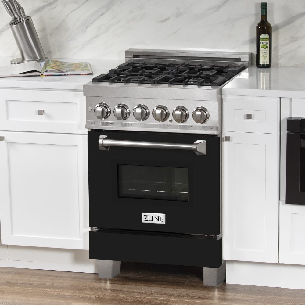 ZLINE RASBLM24 24 Inch Freestanding Professional Dual Fuel Range with 4
