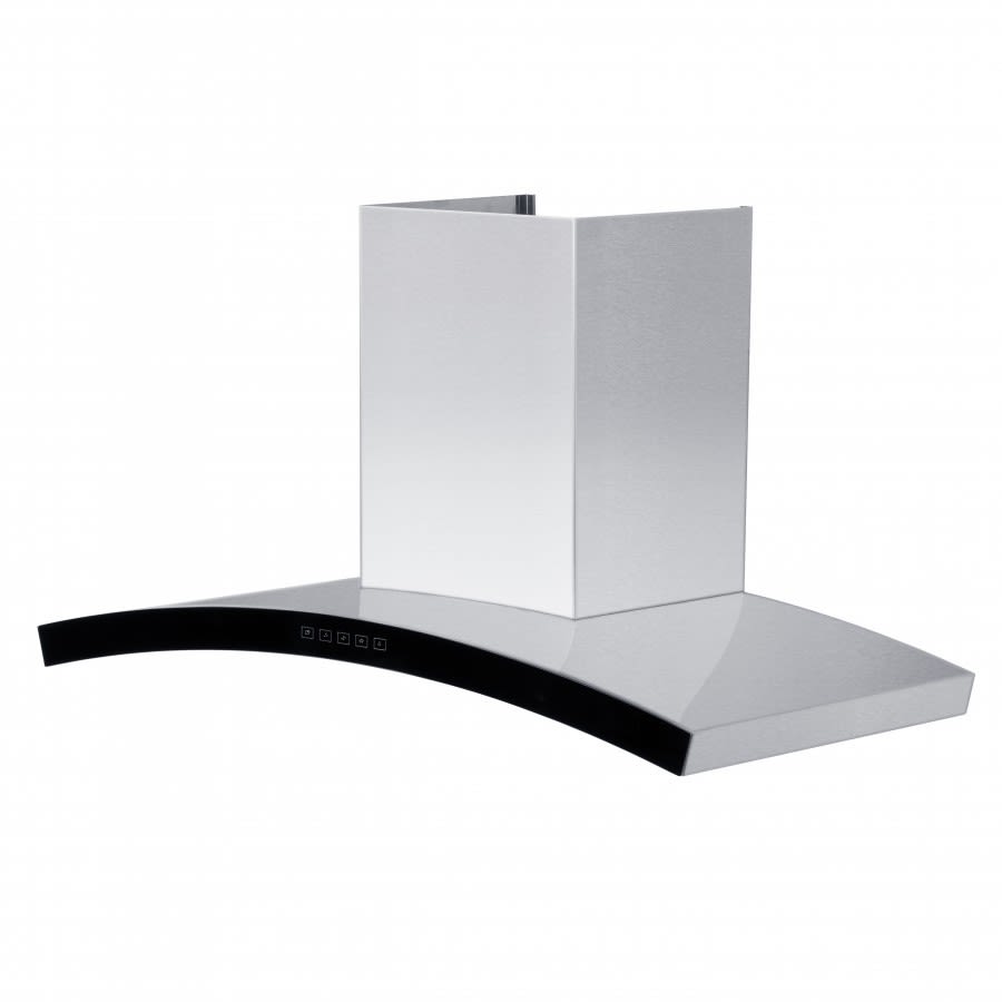 Zline Kn636 Wall Mount Range Hood With 400 Cfm Glass Panel Dishwasher Safe Aluminum Mesh Filters Built In Led Lighting 3 Speed Motor Push Button Controls And Stainless Steel 36 Inch Width
