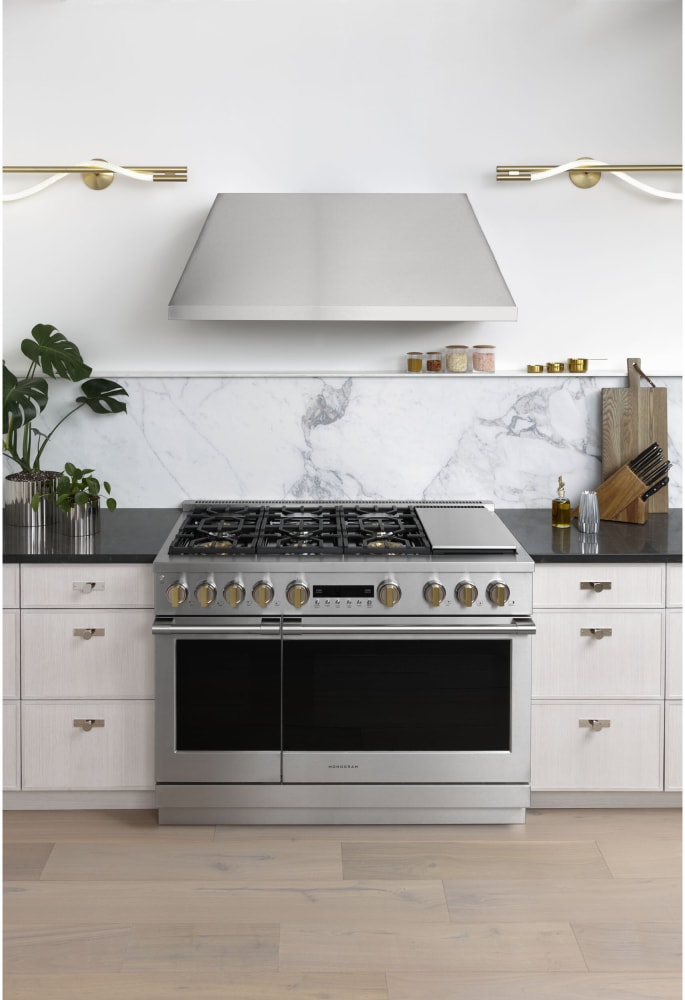 Monogram ZVW1480SPSS 48 Inch Wall Mount Smart Range Hood with 1,220 CFM