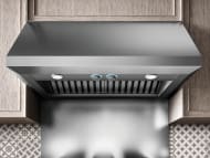 Elica Ecl136s2 36 Inch Wall Mount Canopy Hood With 1 200 Cfm Internal Blower 4 Blower Speeds Halogen Lamps Stainless Rotating Knob Controls And Dishwasher Safe Stainless Steel Baffle Filters