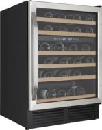 Avanti Wc330dzb 19 Inch Dual Zone Wine Chiller With 28 Bottle Capacity Slide Out Chrome Shelves Two Temp Controls