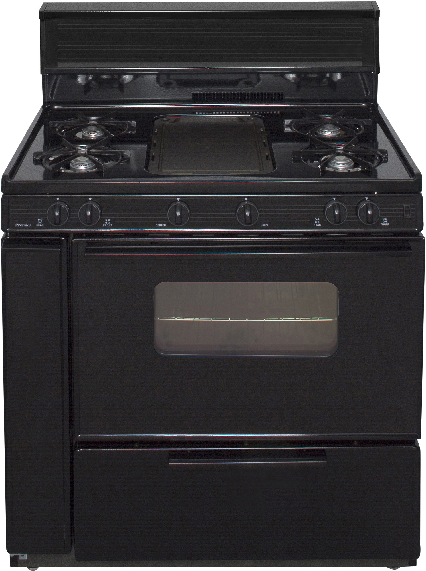 Premier BLK5S9BP 36 Inch Freestanding Gas Range with 5 Burners, Griddle