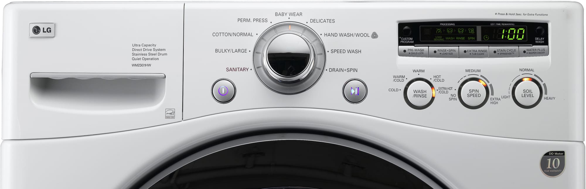 LG WM2301HW 27 Inch FrontLoad Washer with 3.6 cu. ft. Capacity, 9 Wash