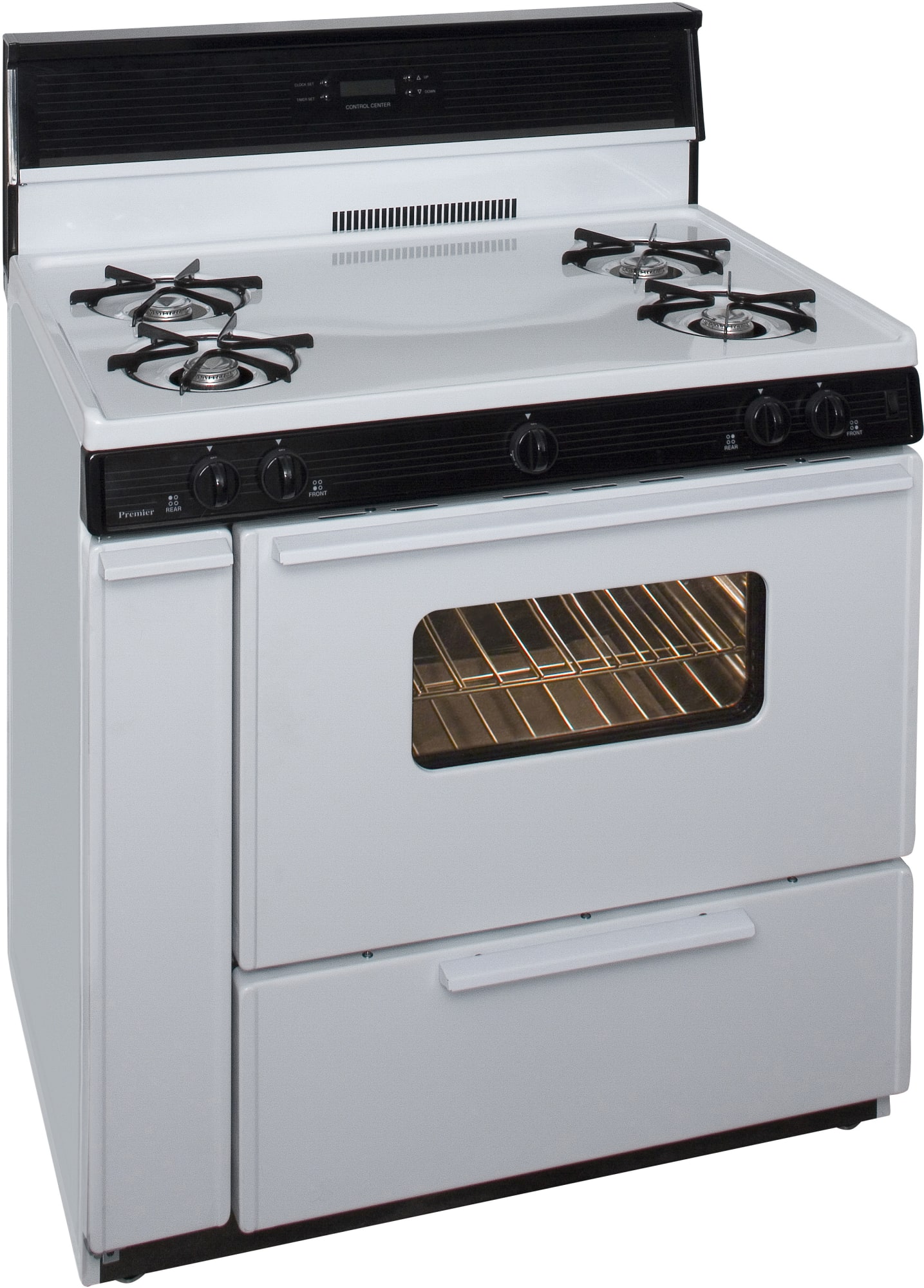 Premier SLK240WP 36 Inch Freestanding Gas Range with 4 Open Burners, Electronic Ignition