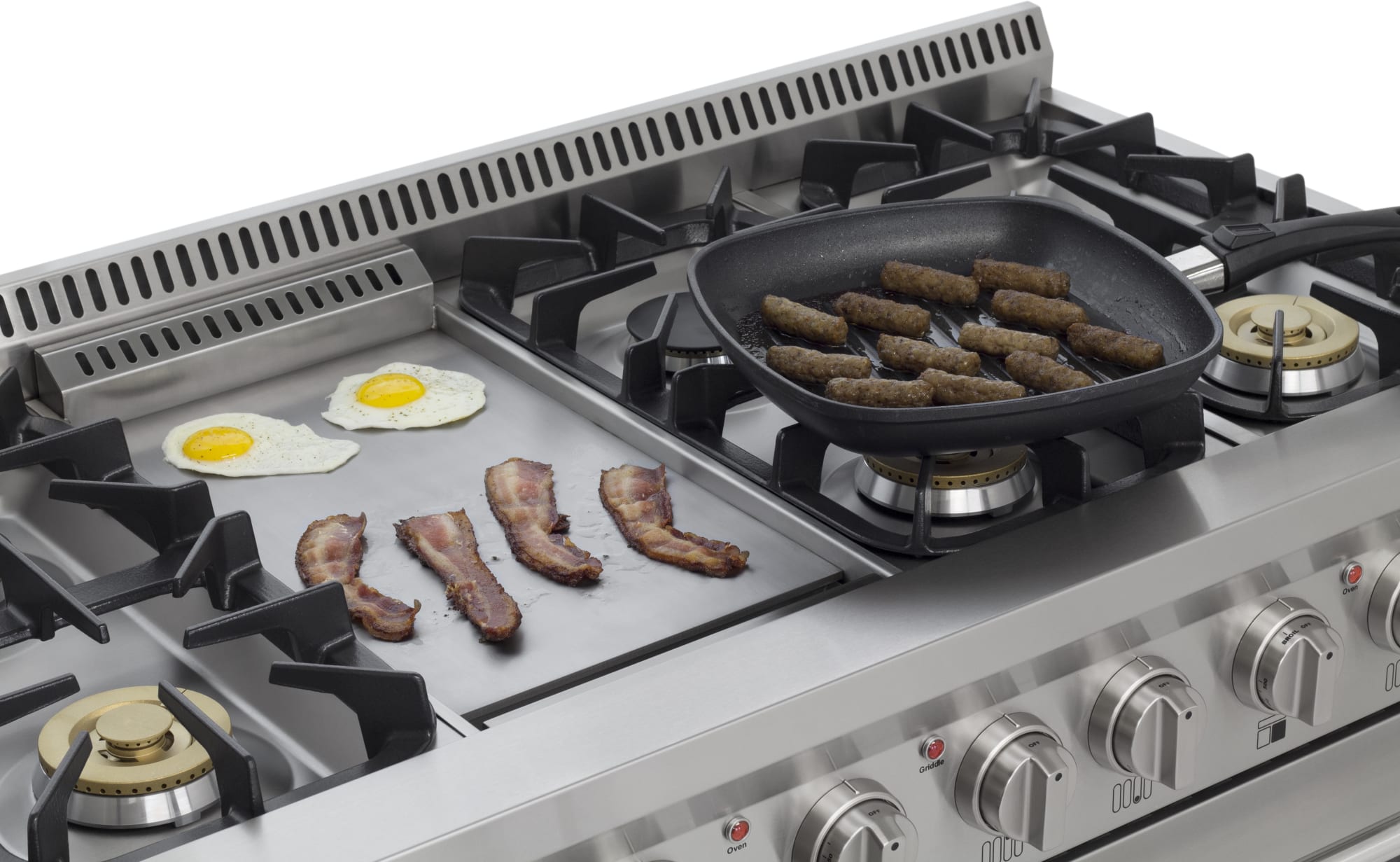 AGA APRO48DFSS 48 Inch Freestanding Dual Fuel Range with Convection, Infrared Broiler, Griddle