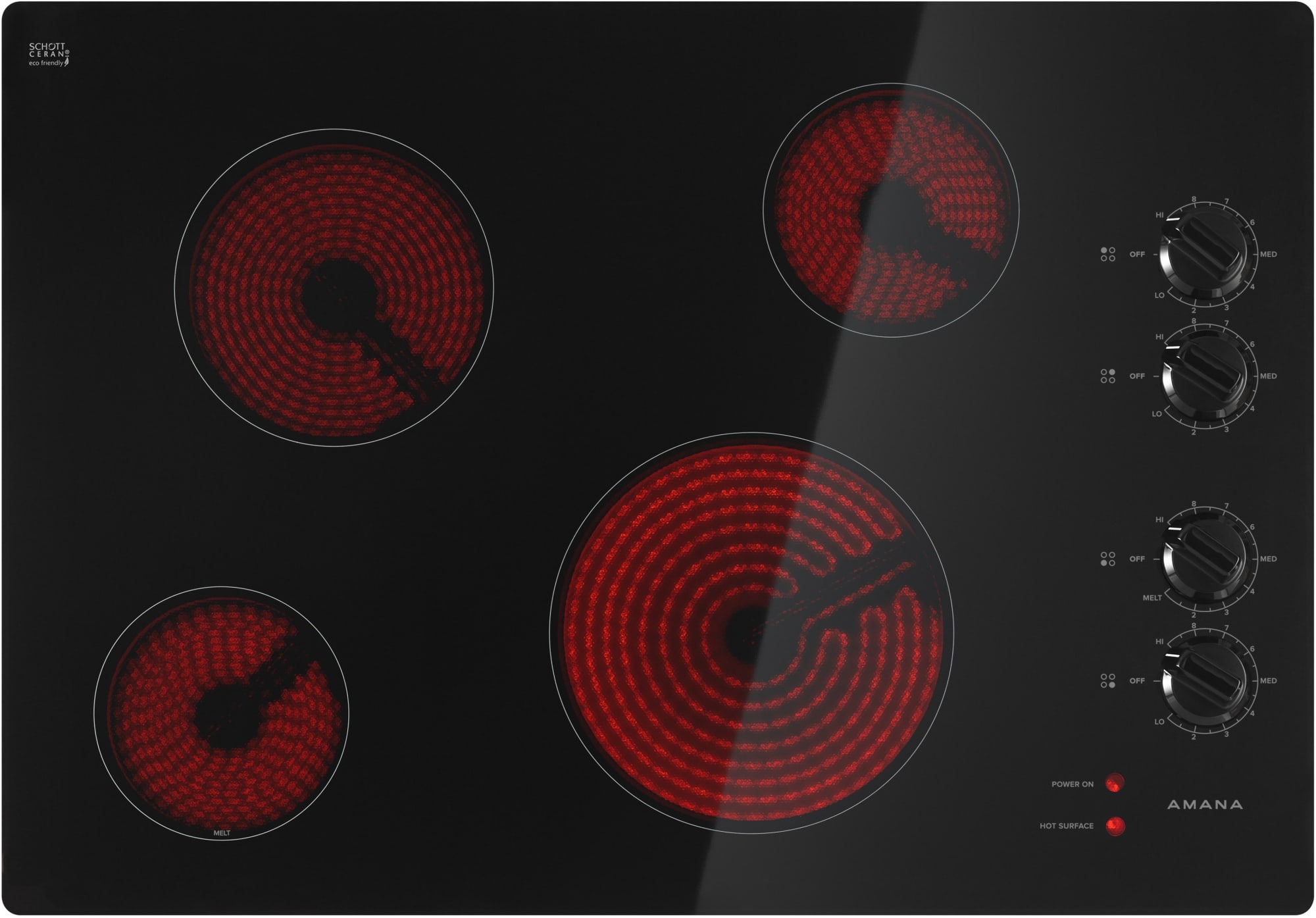 Amana AEC6540KFB 31 Inch Electric Cooktop with 4 Burners, Heating