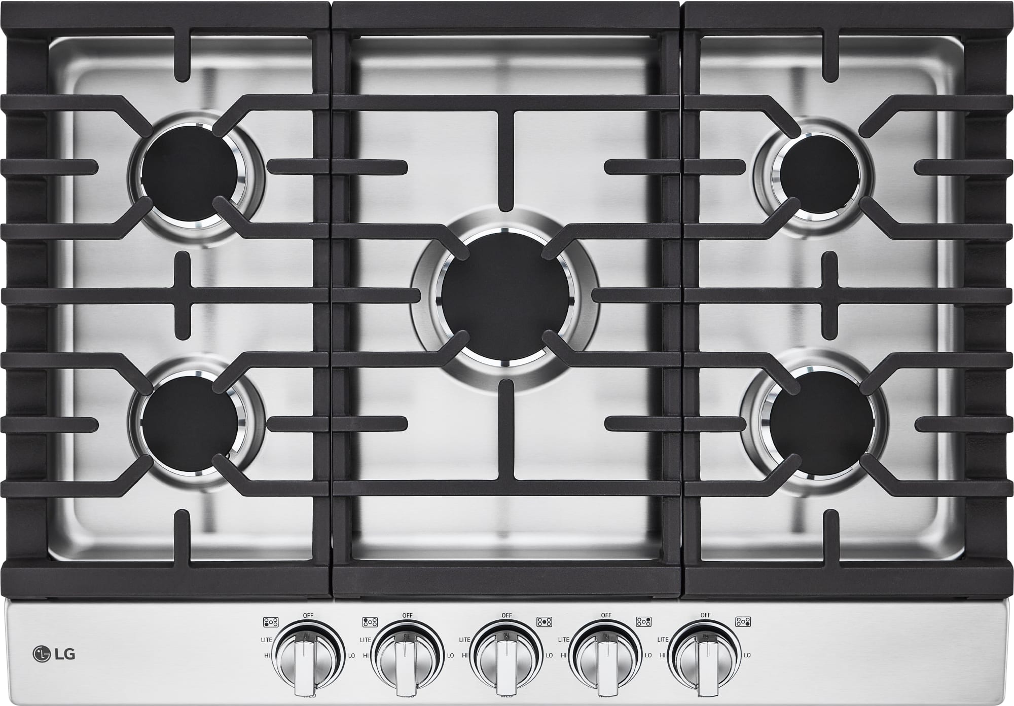 LG CBGJ3023S 30 Inch Gas Cooktop with 5 Sealed Burners, Continuous Cast