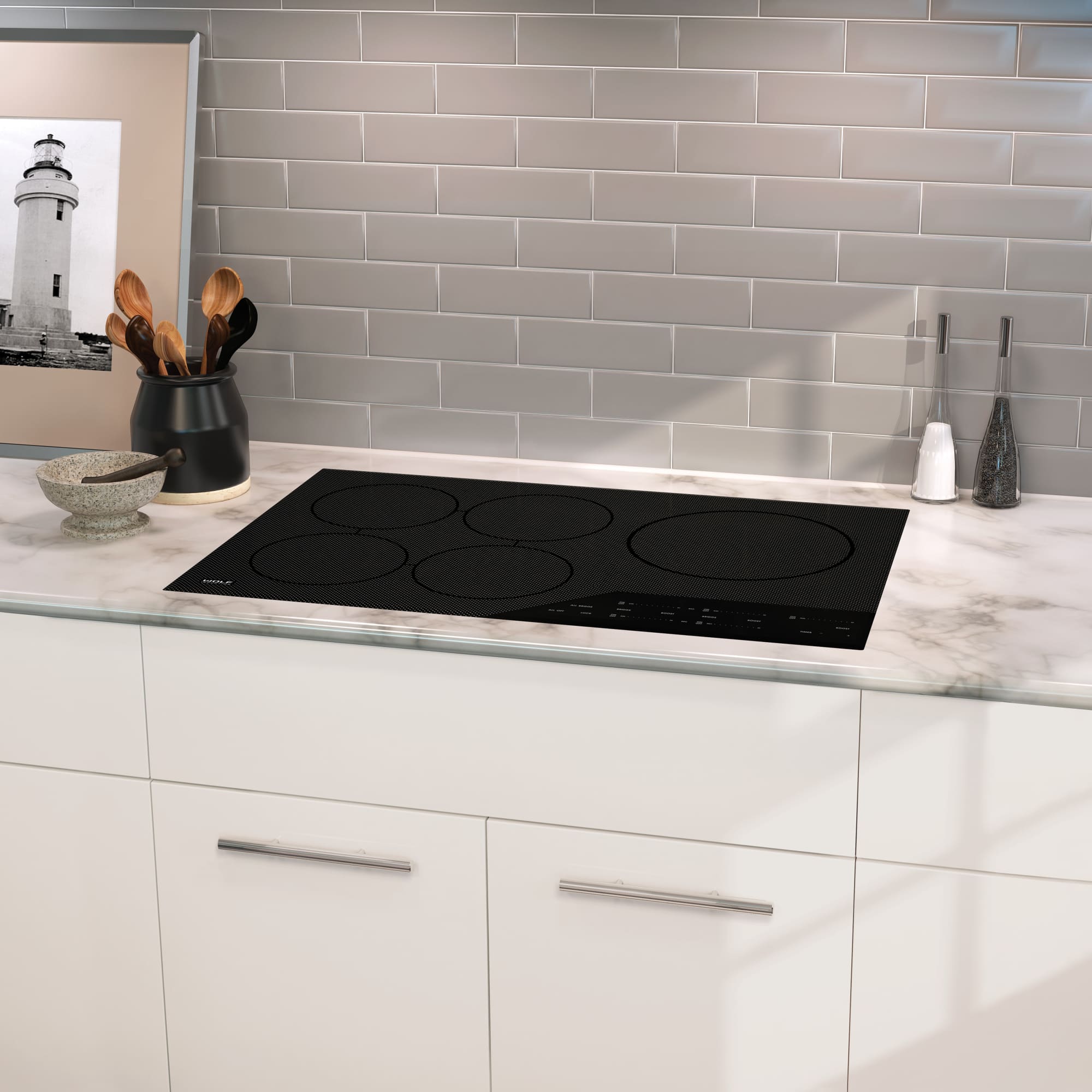 Wolf CI365CB 36 Inch Induction Cooktop with 5 Cooking Zones, 5 Bridge